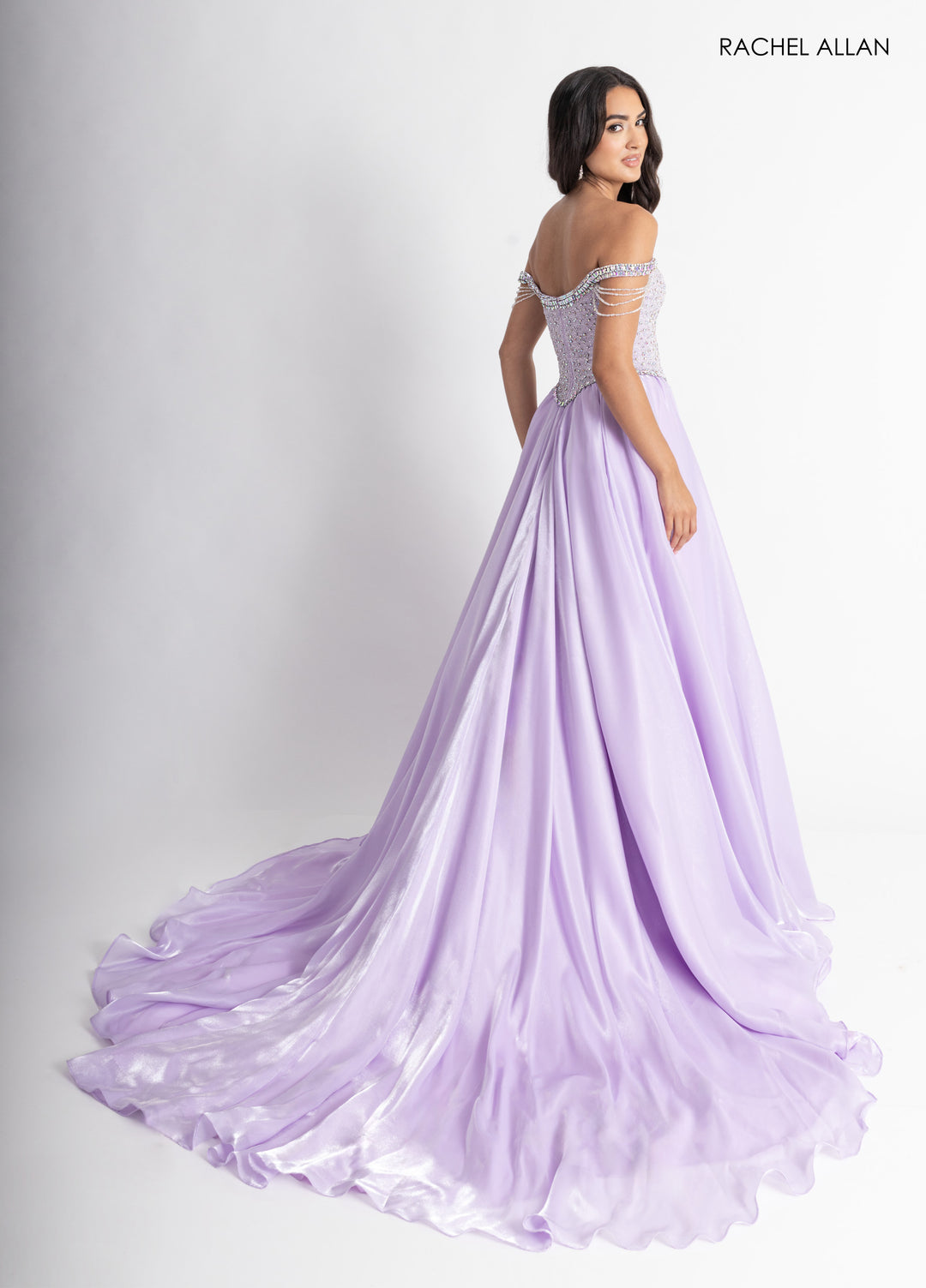 Organza Cape A-line Gown by Rachel Allan 50416