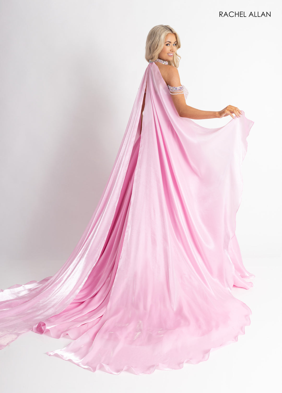 Organza Cape A-line Gown by Rachel Allan 50416