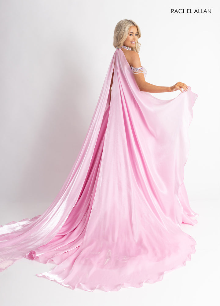 Organza Cape A-line Gown by Rachel Allan 50416