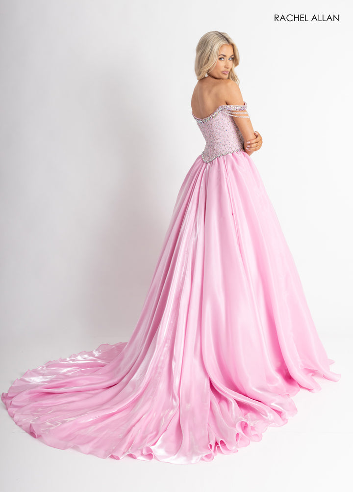 Organza Cape A-line Gown by Rachel Allan 50416