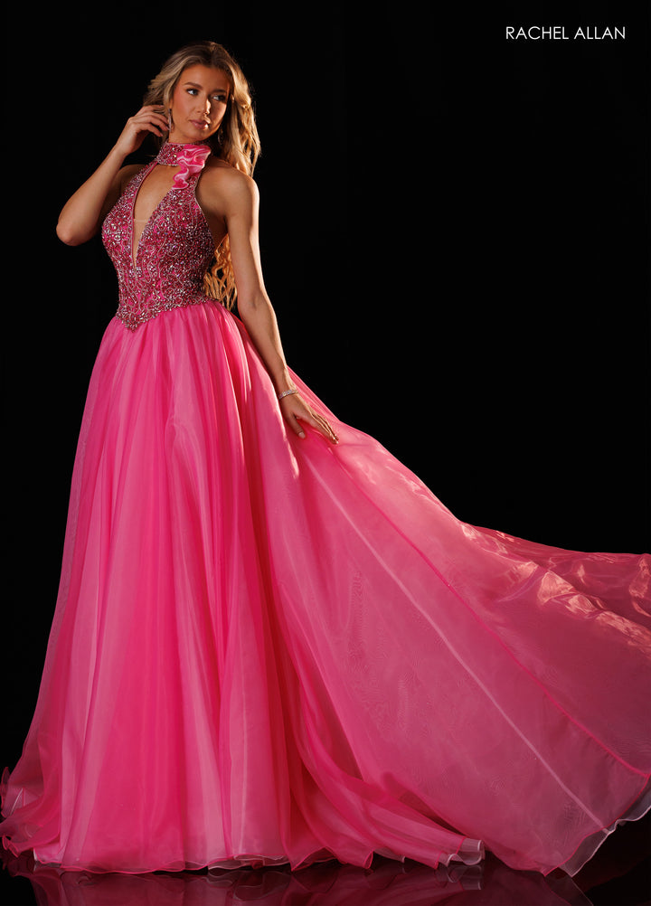 Halter A-line Slit Gown by Rachel Allan 50420