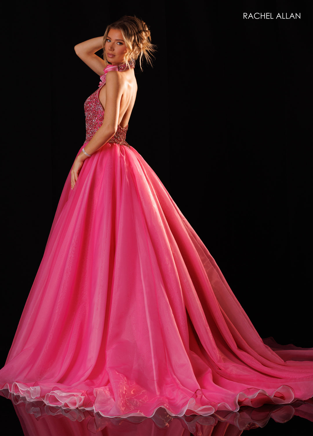 Halter A-line Slit Gown by Rachel Allan 50420
