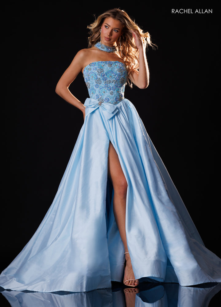 Strapless A-line Slit Gown by Rachel Allan 50423