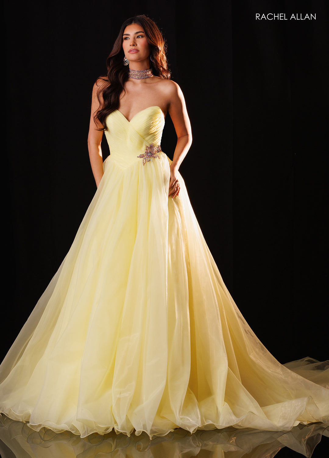 Organza Halter A-line Gown by Rachel Allan 50424