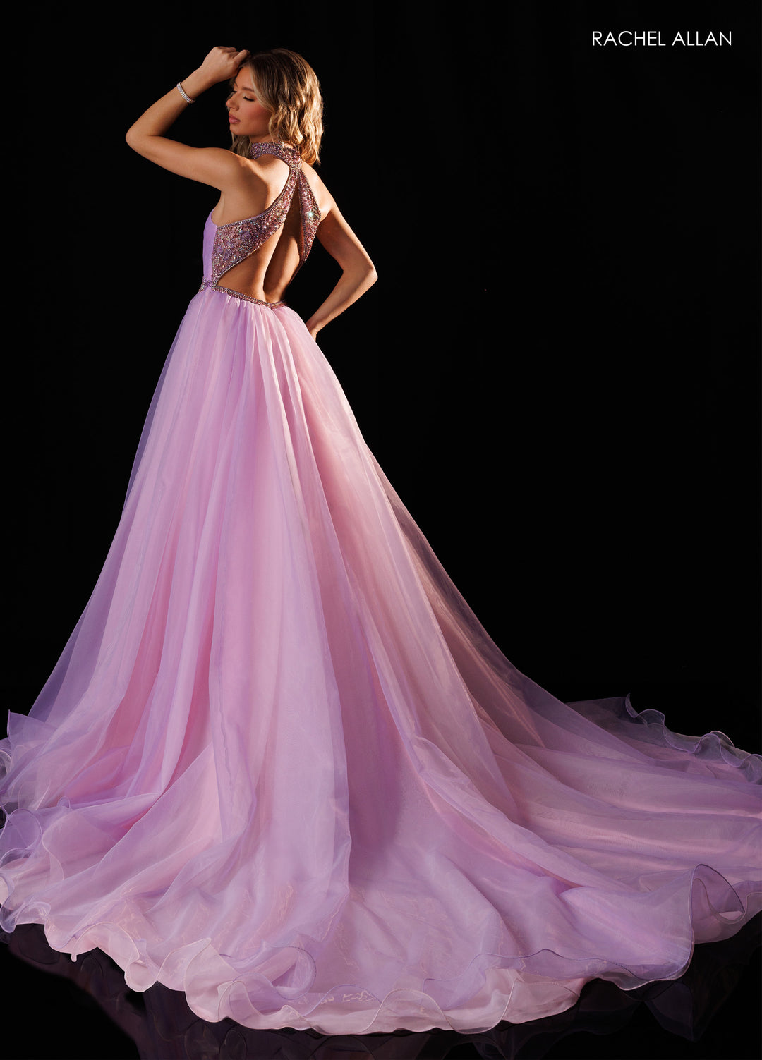 Organza Halter A-line Gown by Rachel Allan 50424
