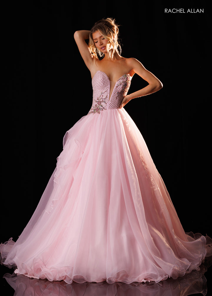 Strapless A-line Ruffled Gown by Rachel Allan 50428
