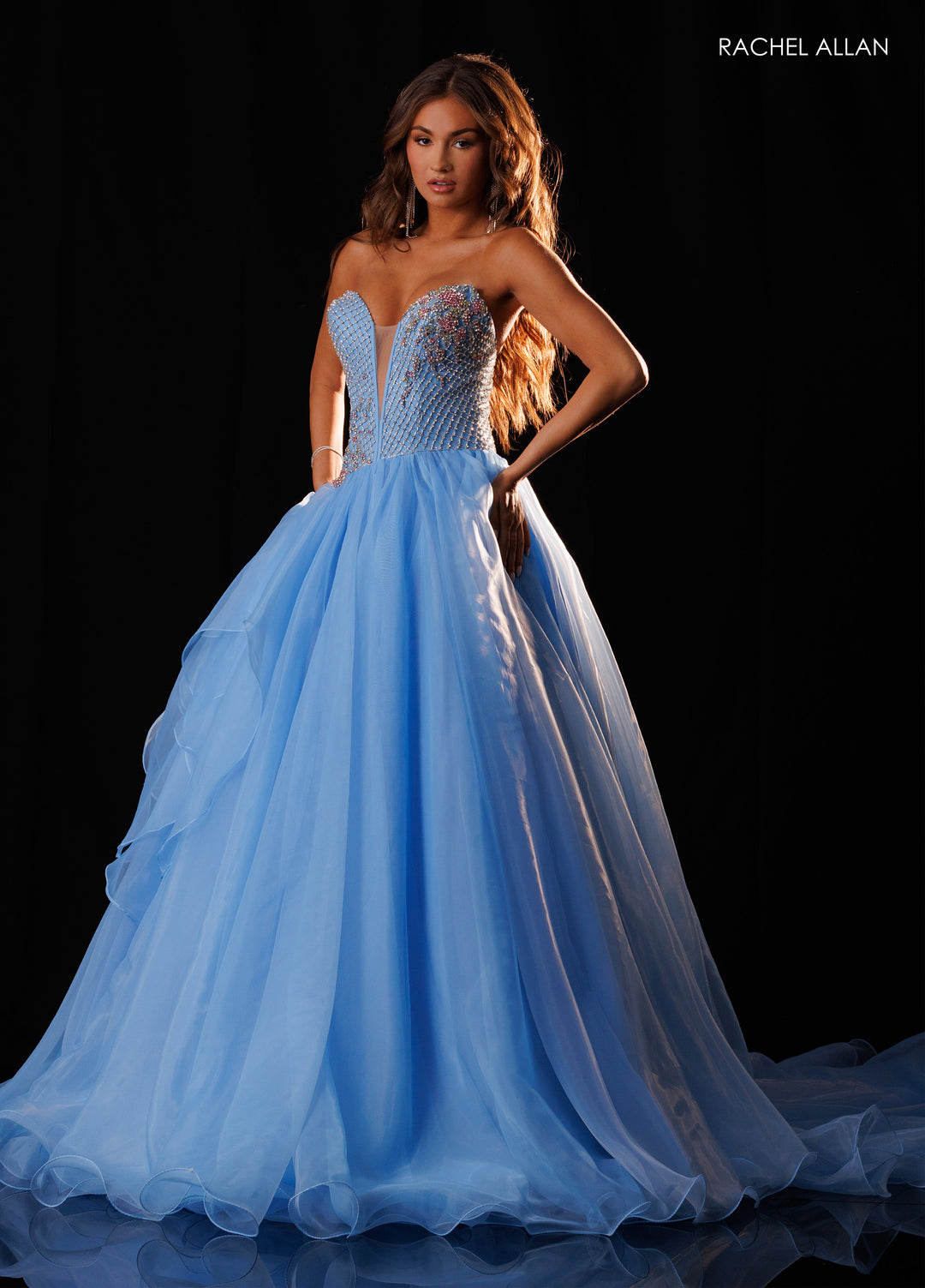 Strapless A-line Ruffled Gown by Rachel Allan 50428