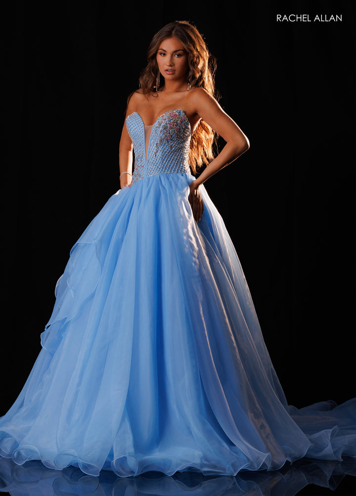 Strapless A-line Ruffled Gown by Rachel Allan 50428