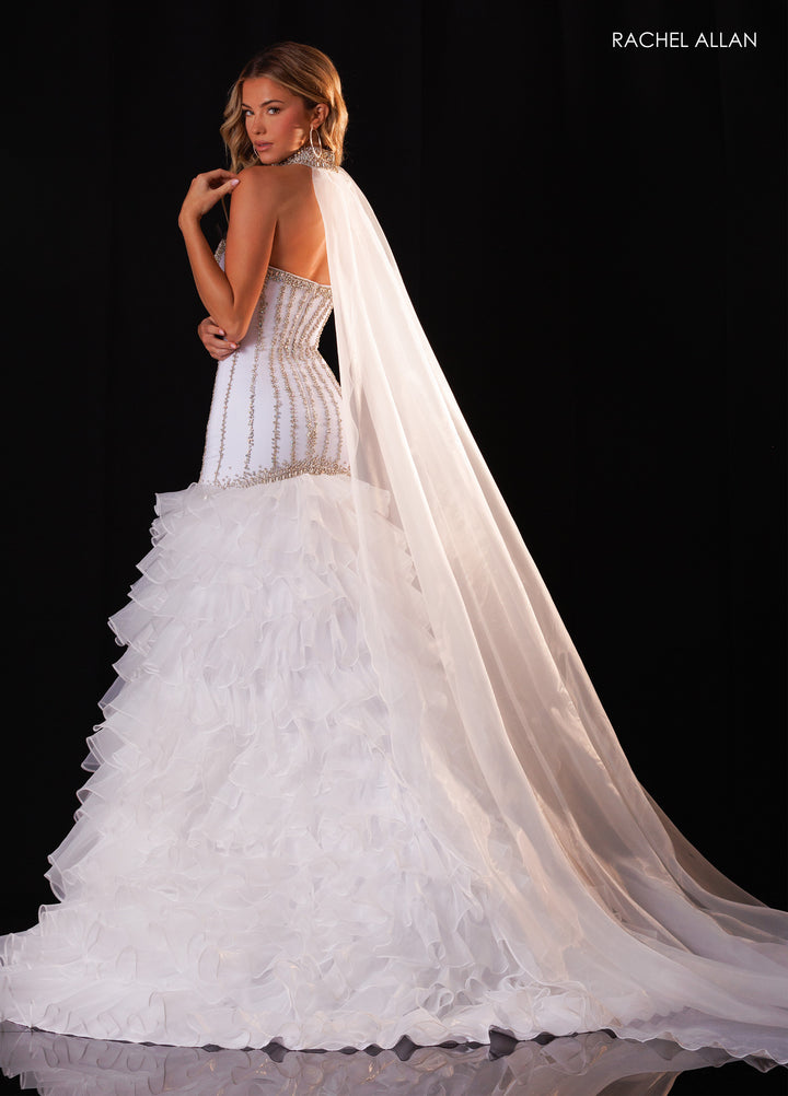 Strapless Ruffled High Low Gown by Rachel Allan 50429