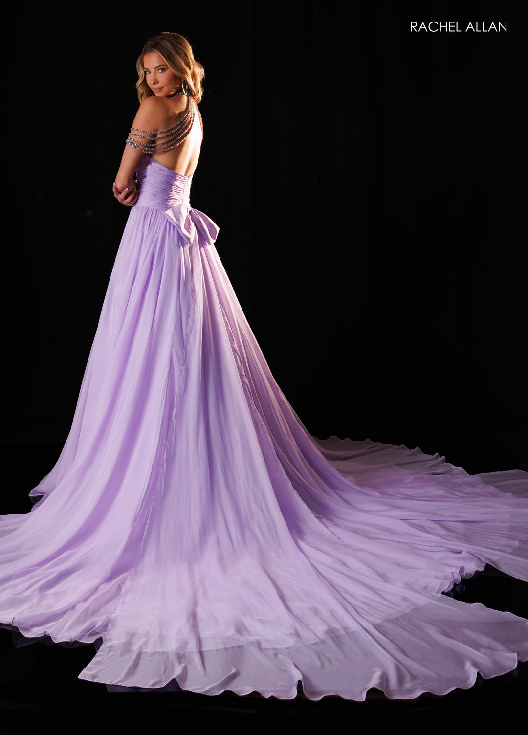 Chiffon Halter A-line Slit Gown by Rachel Allan 50430