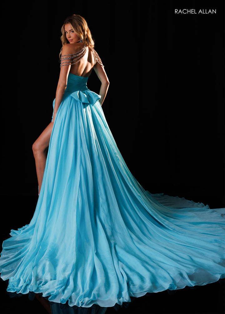 Chiffon Halter A-line Slit Gown by Rachel Allan 50430