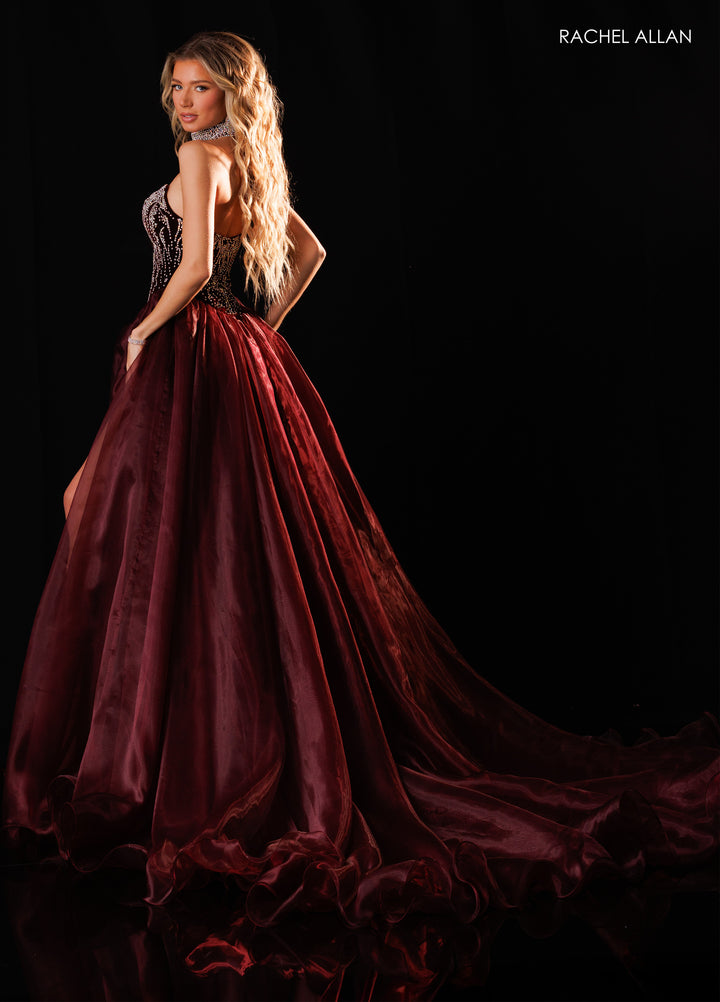 Strapless A-line Slit Gown by Rachel Allan 50434