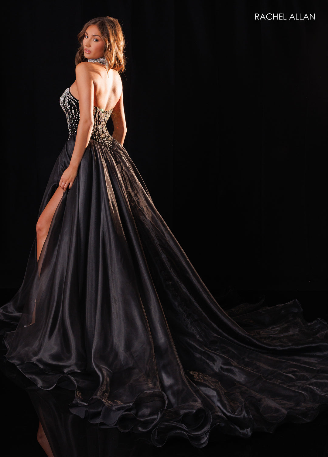 Strapless A-line Slit Gown by Rachel Allan 50434