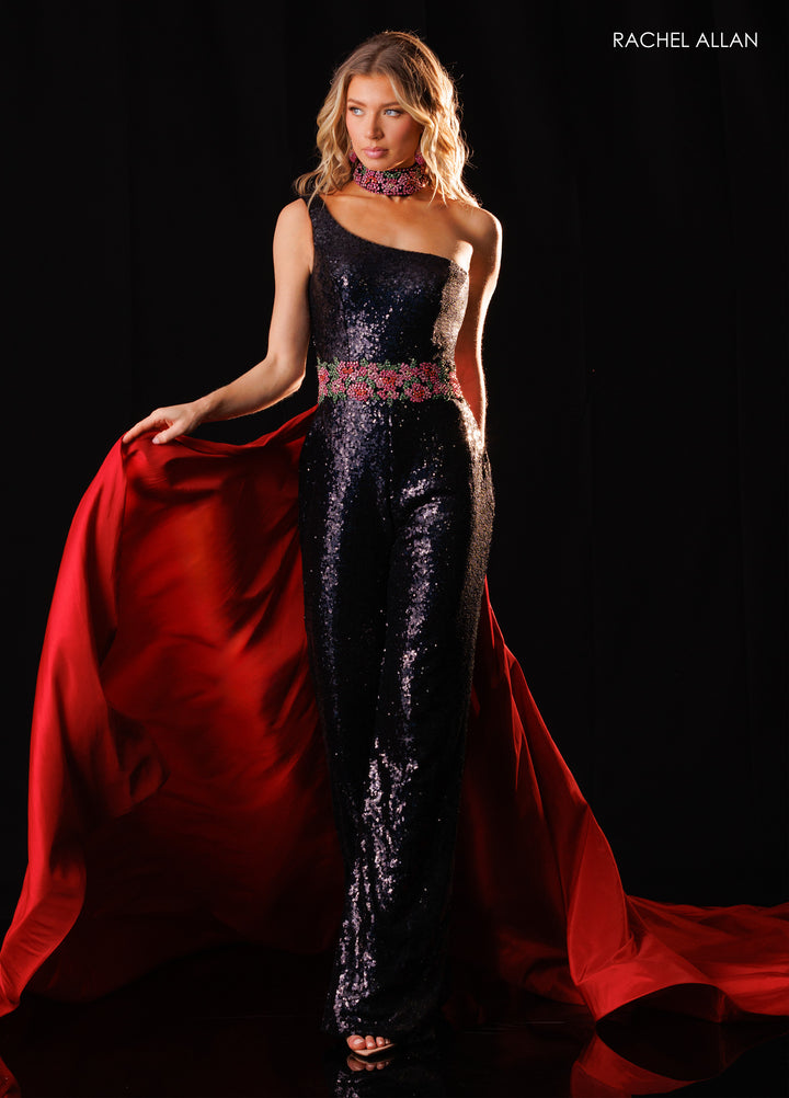 Sequin One Shoulder Jumpsuit by Rachel Allan 50438