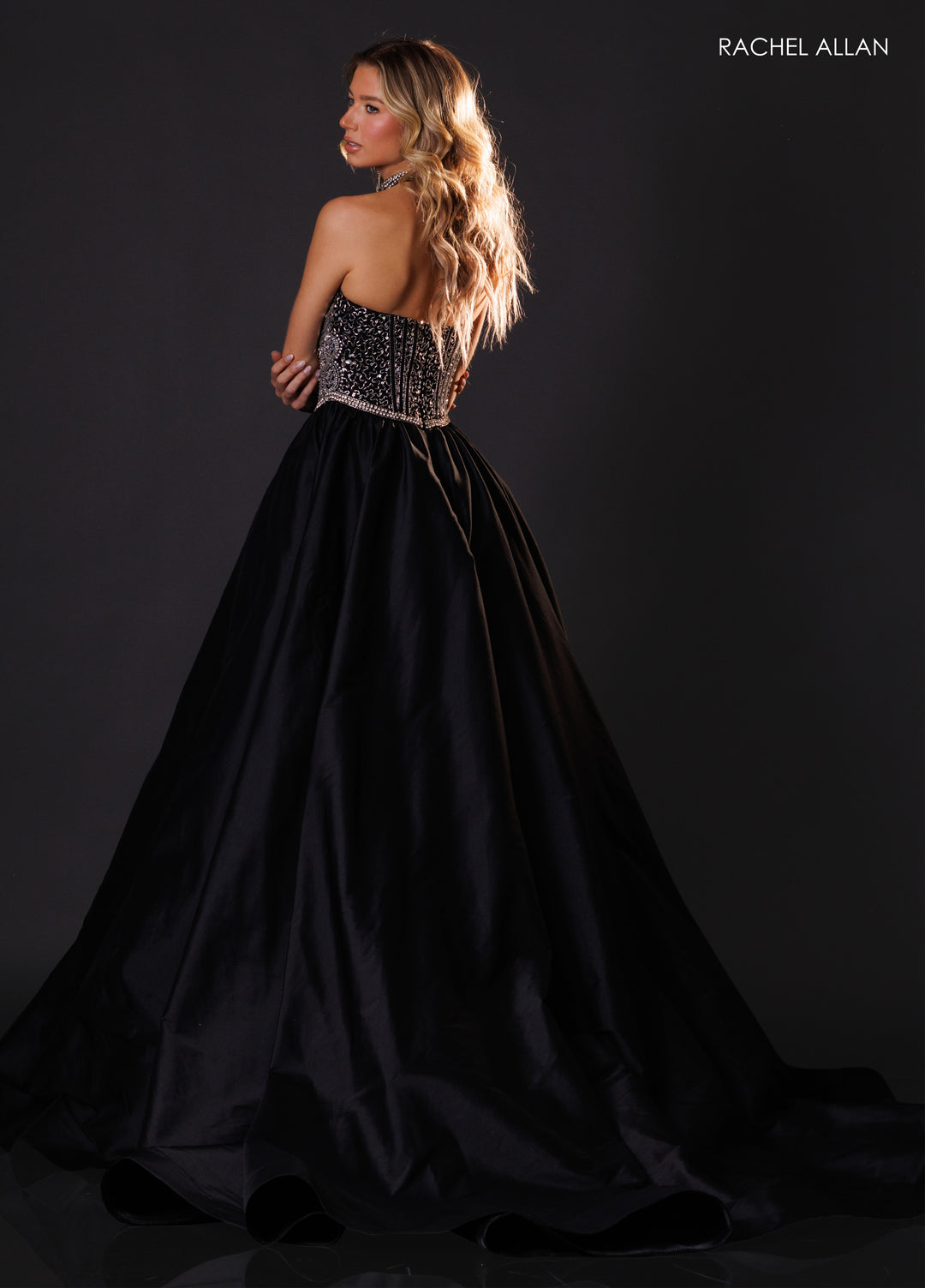 Strapless A-line Slit Gown by Rachel Allan 50439