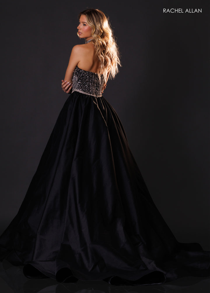 Strapless A-line Slit Gown by Rachel Allan 50439