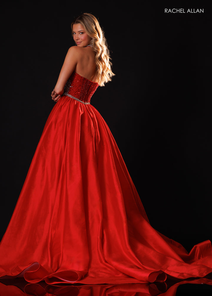 Strapless A-line Slit Gown by Rachel Allan 50439