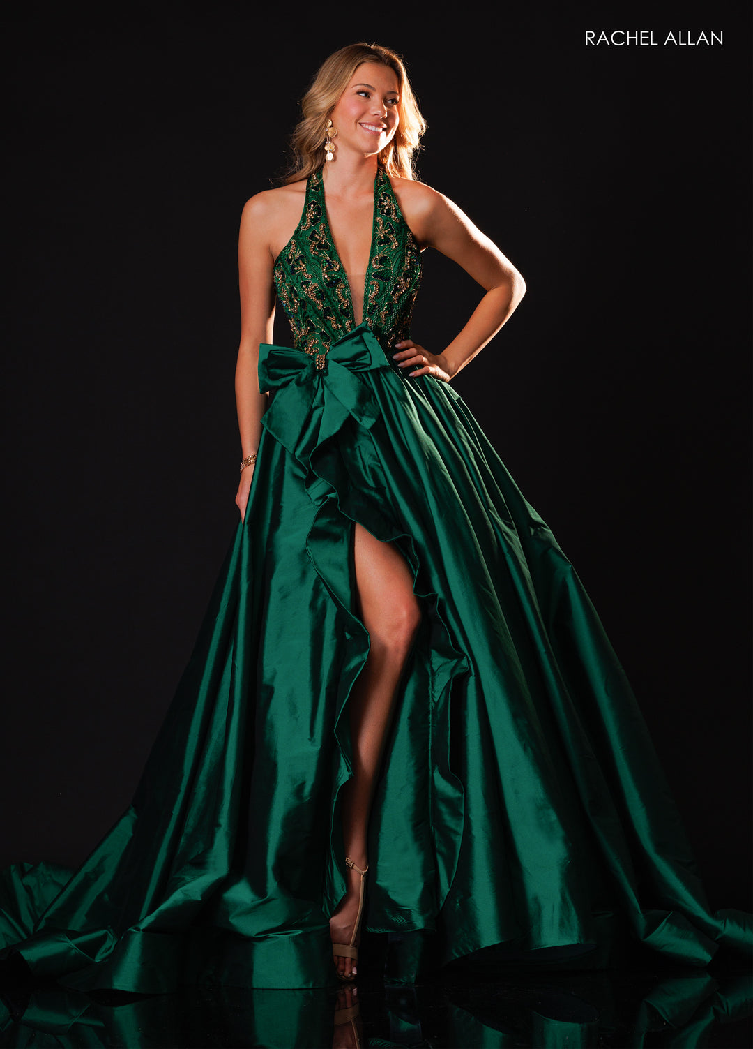Strapless A-line Slit Gown by Rachel Allan 50439