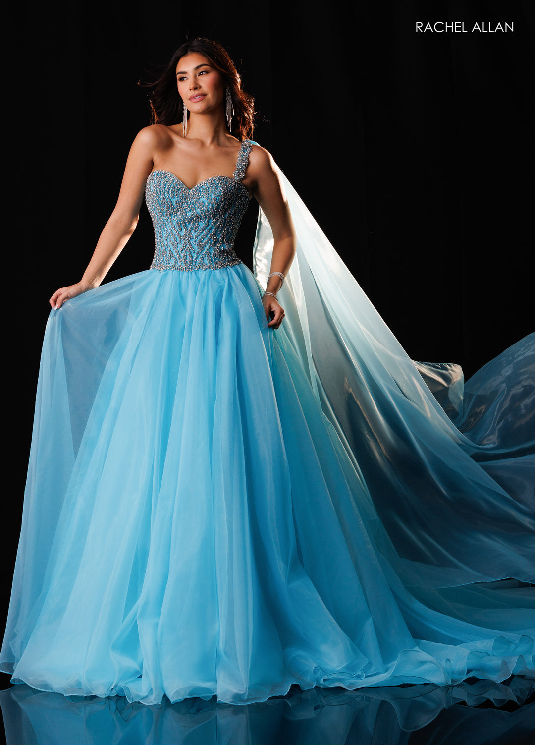 One Shoulder A-line Gown by Rachel Allan 50445
