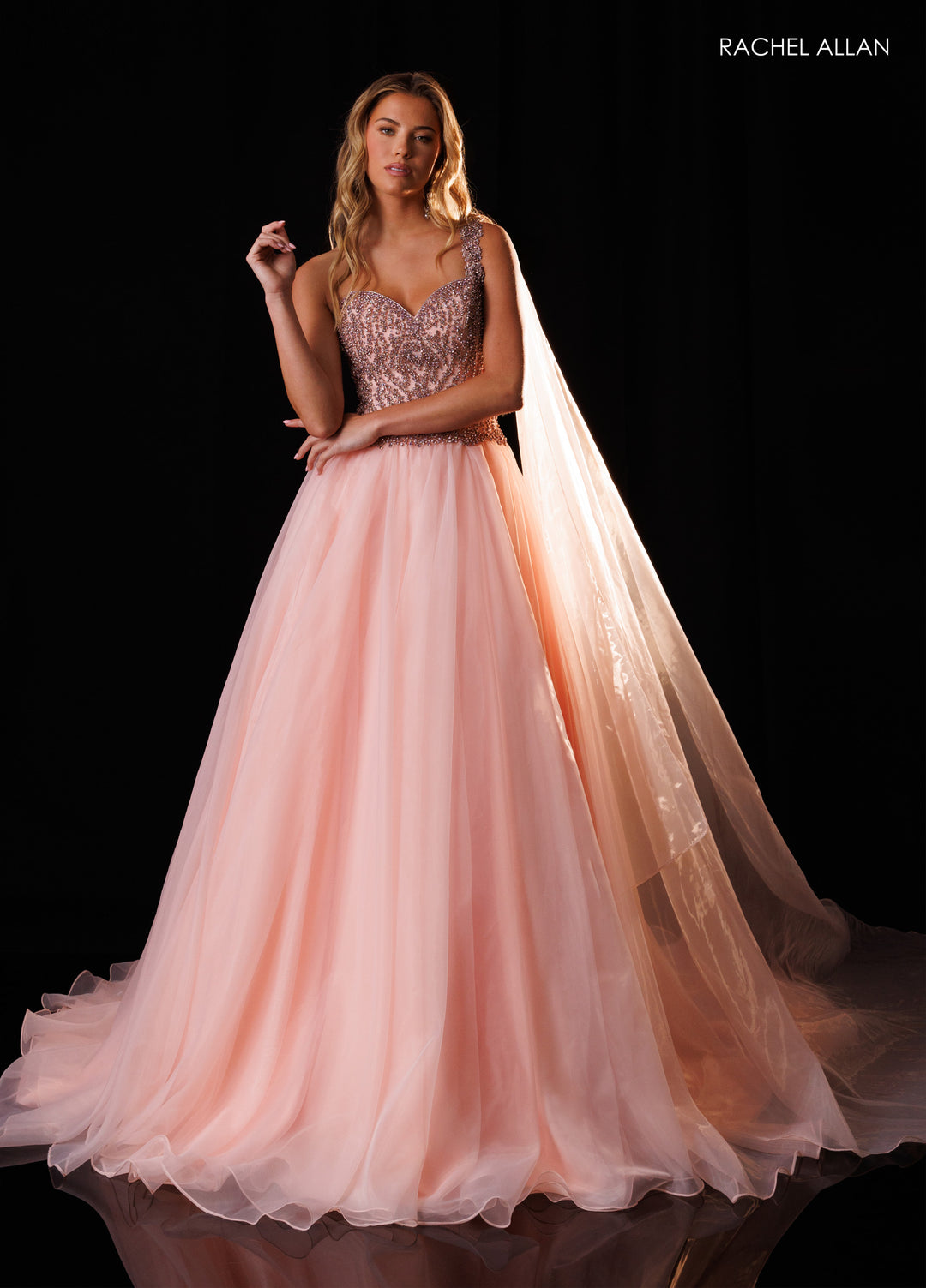 One Shoulder A-line Gown by Rachel Allan 50445