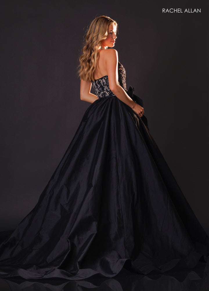 Taffeta Halter A-line Slit Gown by Rachel Allan 50447