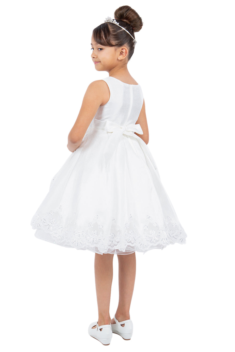 Girls Applique Short Satin Dress by Cinderella Couture 5127