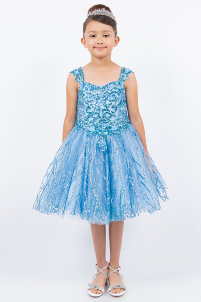 Girls Short Glitter Print Dress by Cinderella Couture 5136