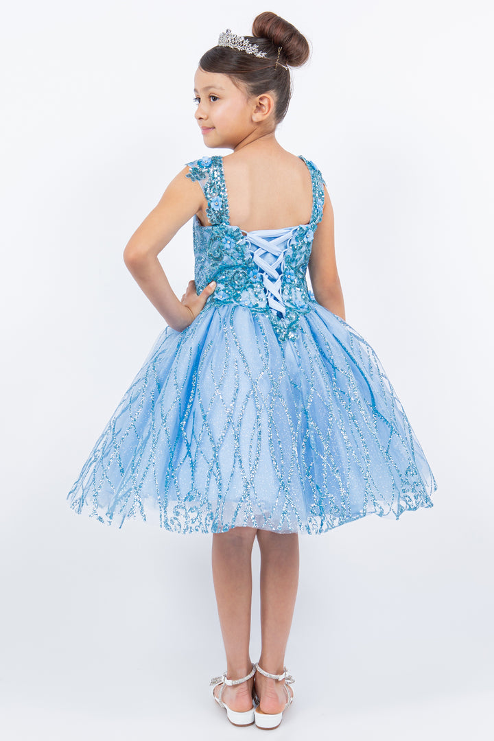 Girls Short Glitter Print Dress by Cinderella Couture 5136