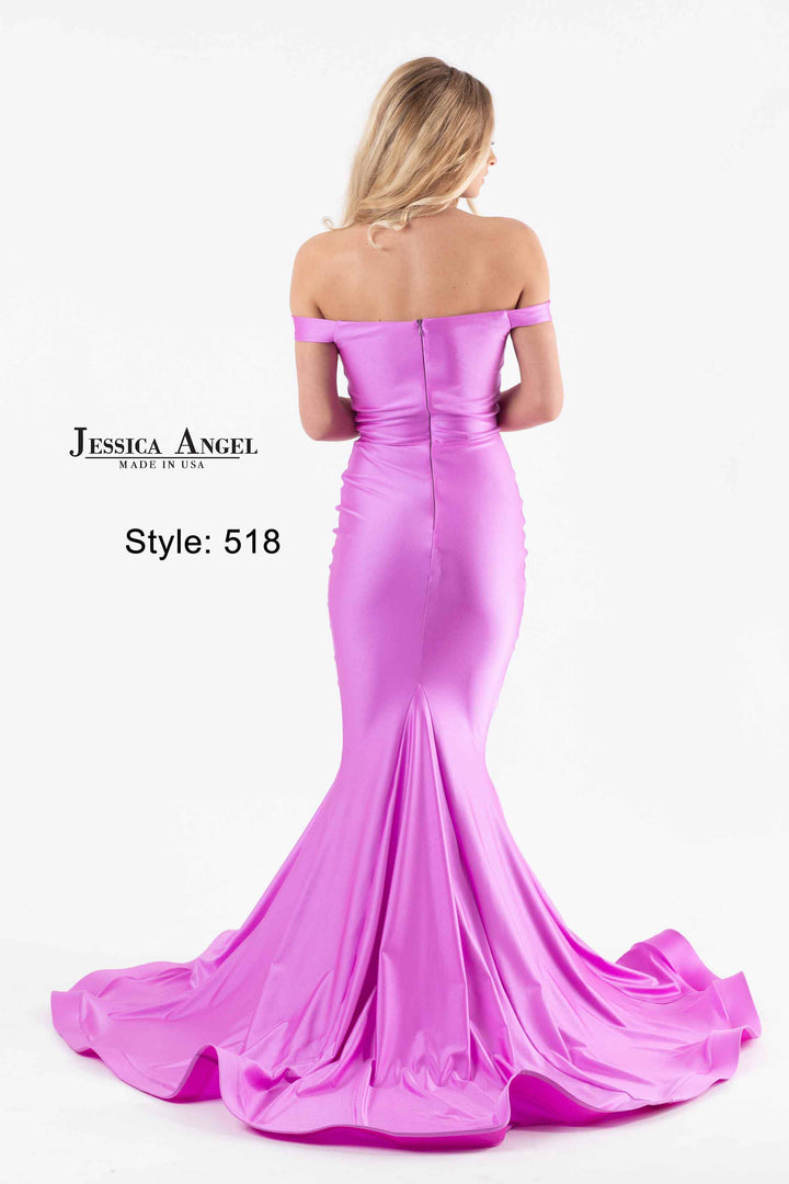Jersey Fitted Off Shoulder Gown by Jessica Angel 518