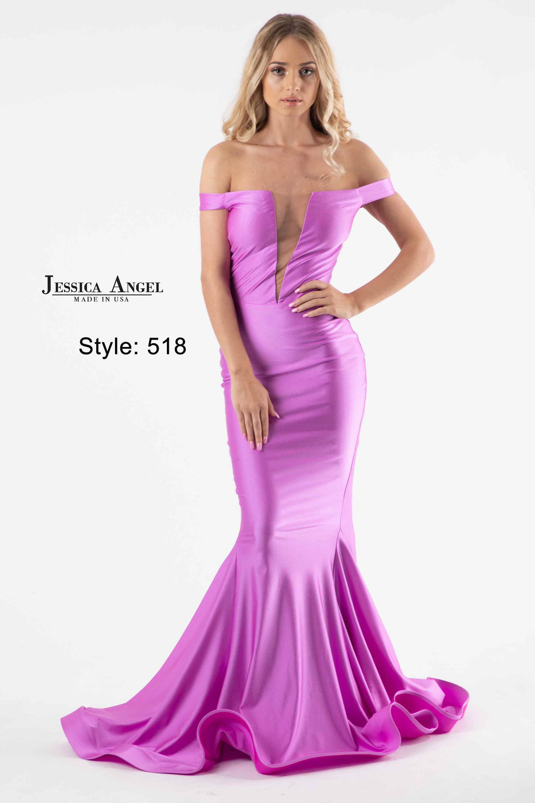 Jersey Fitted Off Shoulder Gown by Jessica Angel 518
