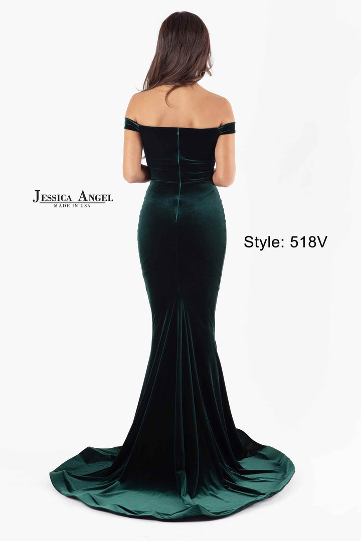 Jersey Fitted Off Shoulder Gown by Jessica Angel 518