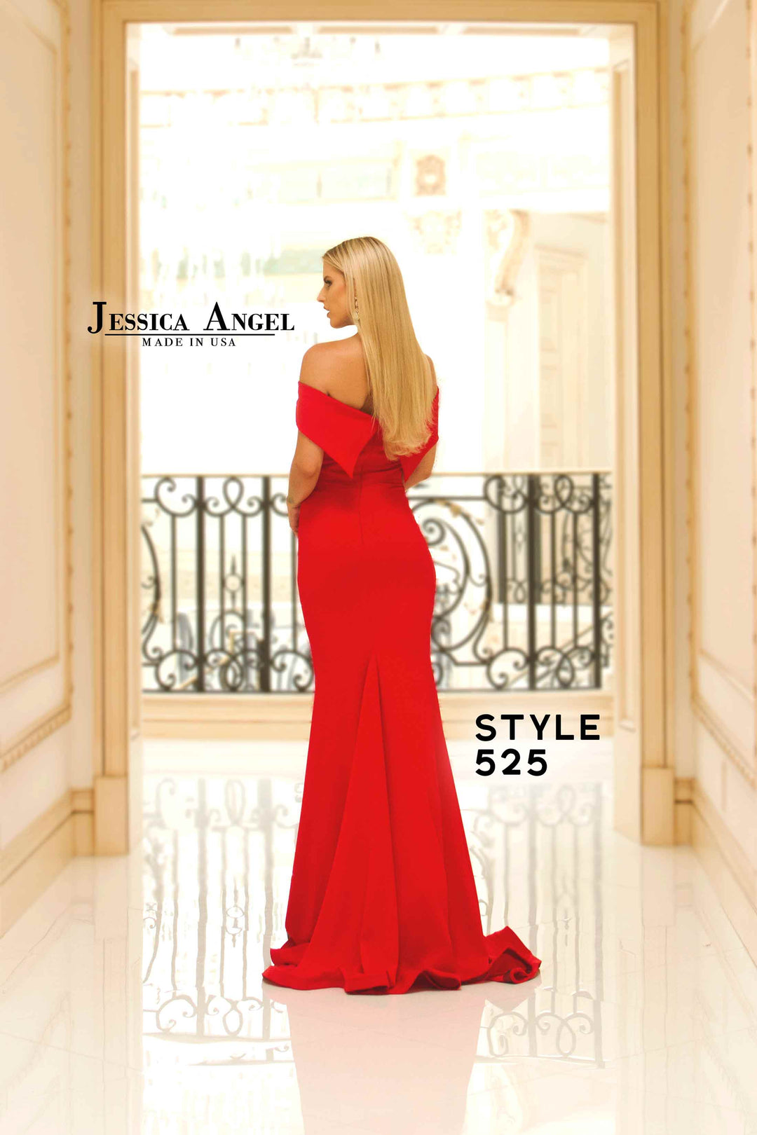 Jersey Fitted Off Shoulder Gown by Jessica Angel 525