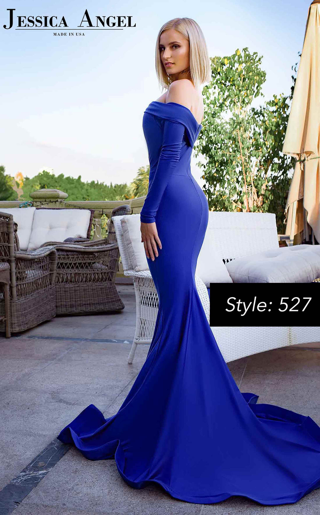 Jersey Fitted Long Sleeve Gown by Jessica Angel 527