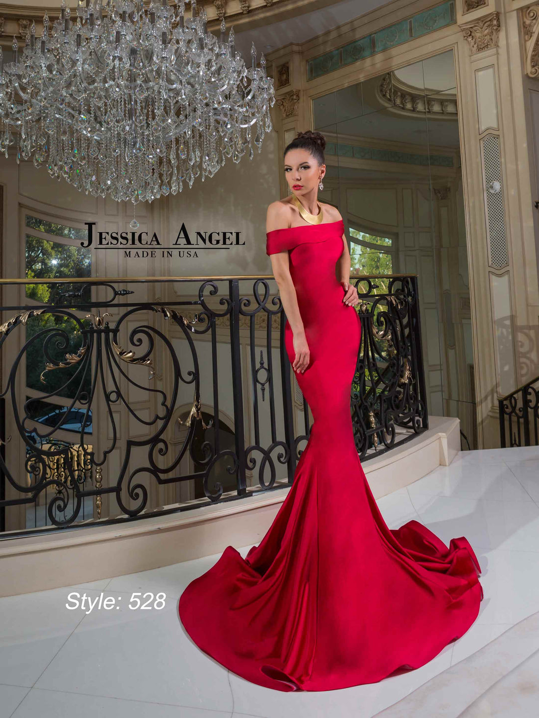 Jersey Fitted Off Shoulder Gown by Jessica Angel 528