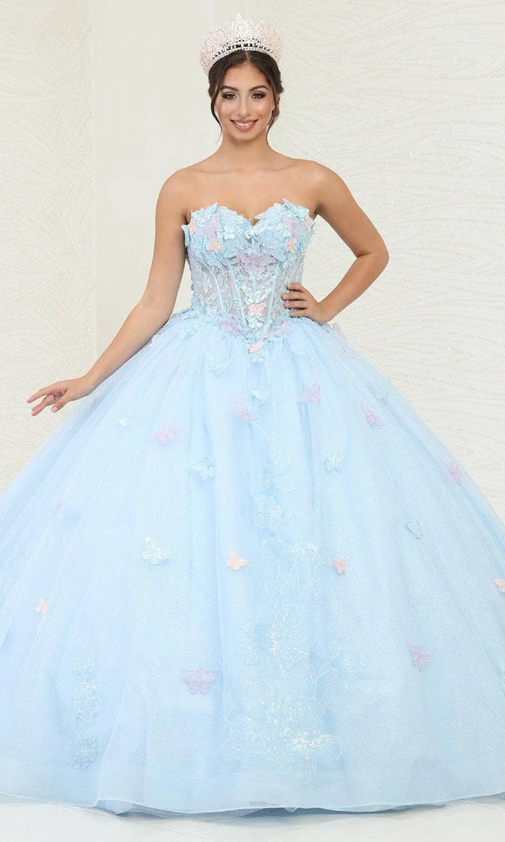3D Butterfly Strapless Ball Gown by May Queen LK246