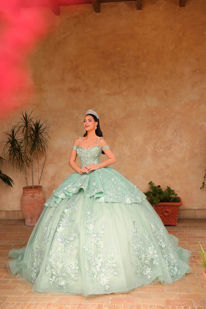 Cold Shoulder Layered Ball Gown by Amarra 54101