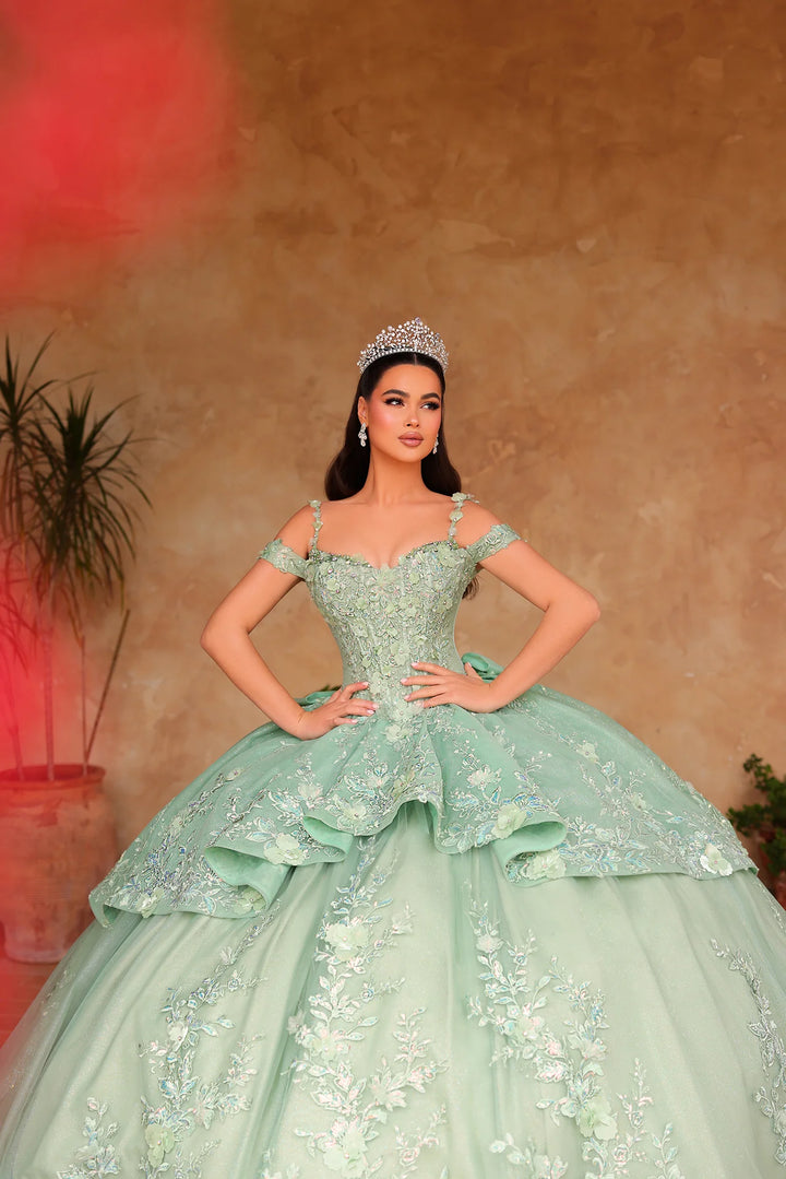 Cold Shoulder Layered Ball Gown by Amarra 54101