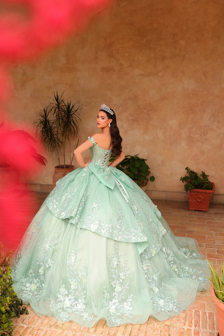 Cold Shoulder Layered Ball Gown by Amarra 54101
