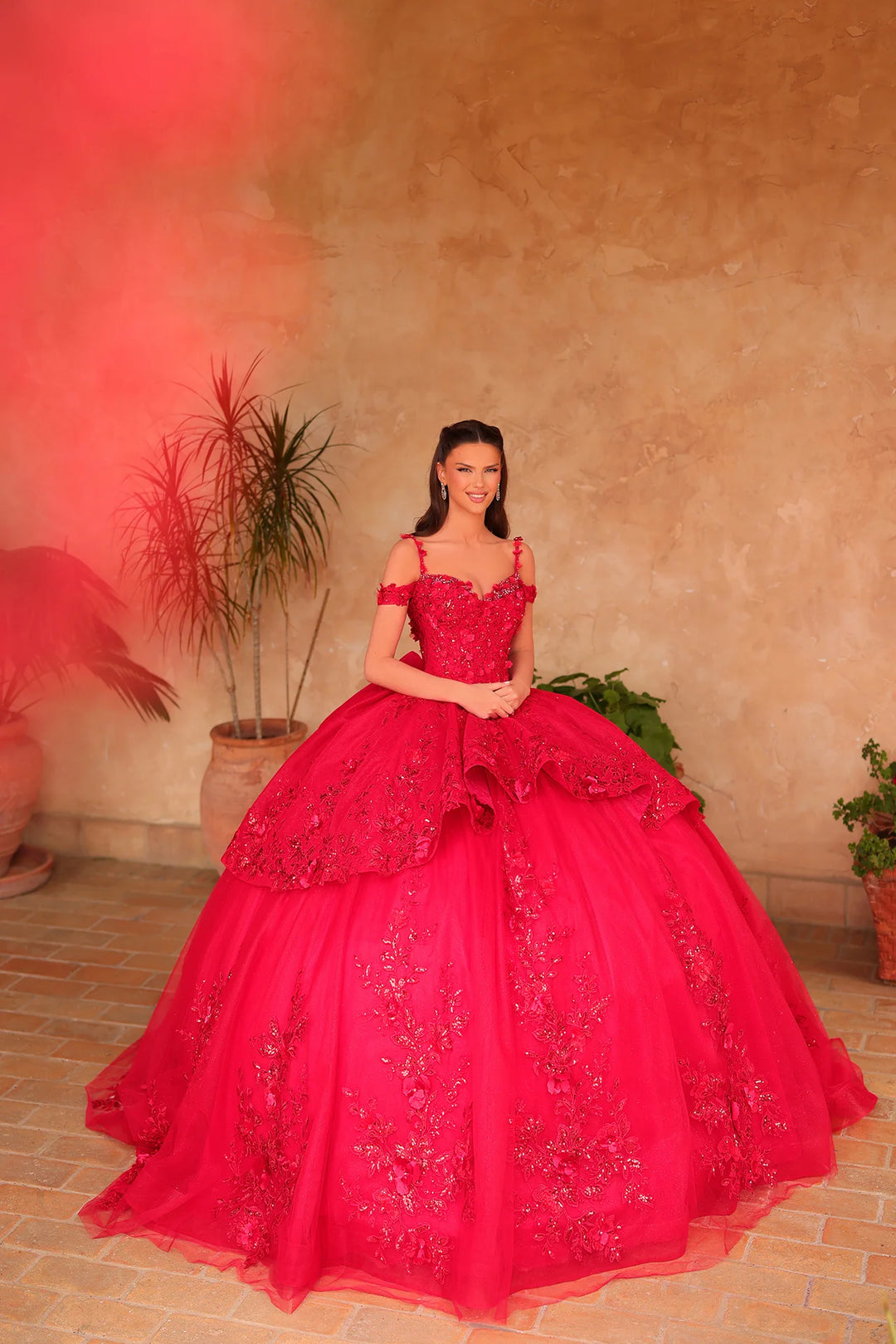 Cold Shoulder Layered Ball Gown by Amarra 54101