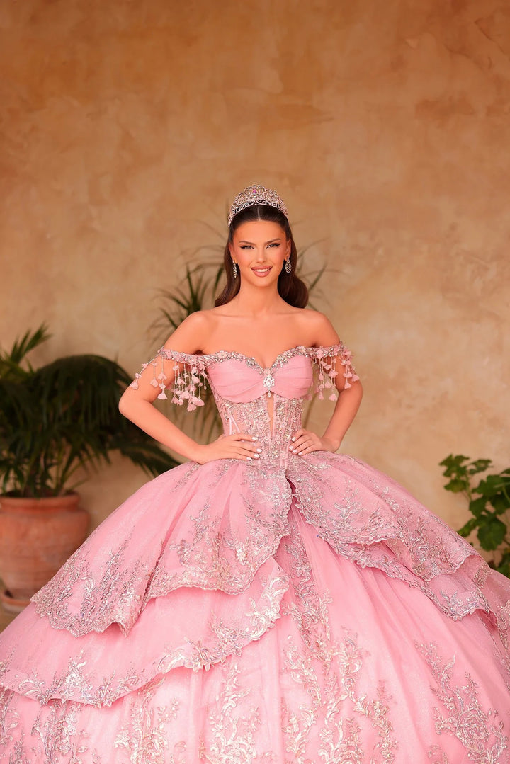 Off Shoulder Layered Ball Gown by Amarra 54105