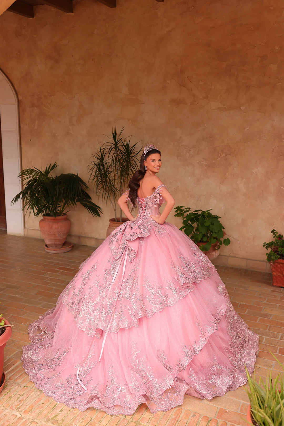 Off Shoulder Layered Ball Gown by Amarra 54105