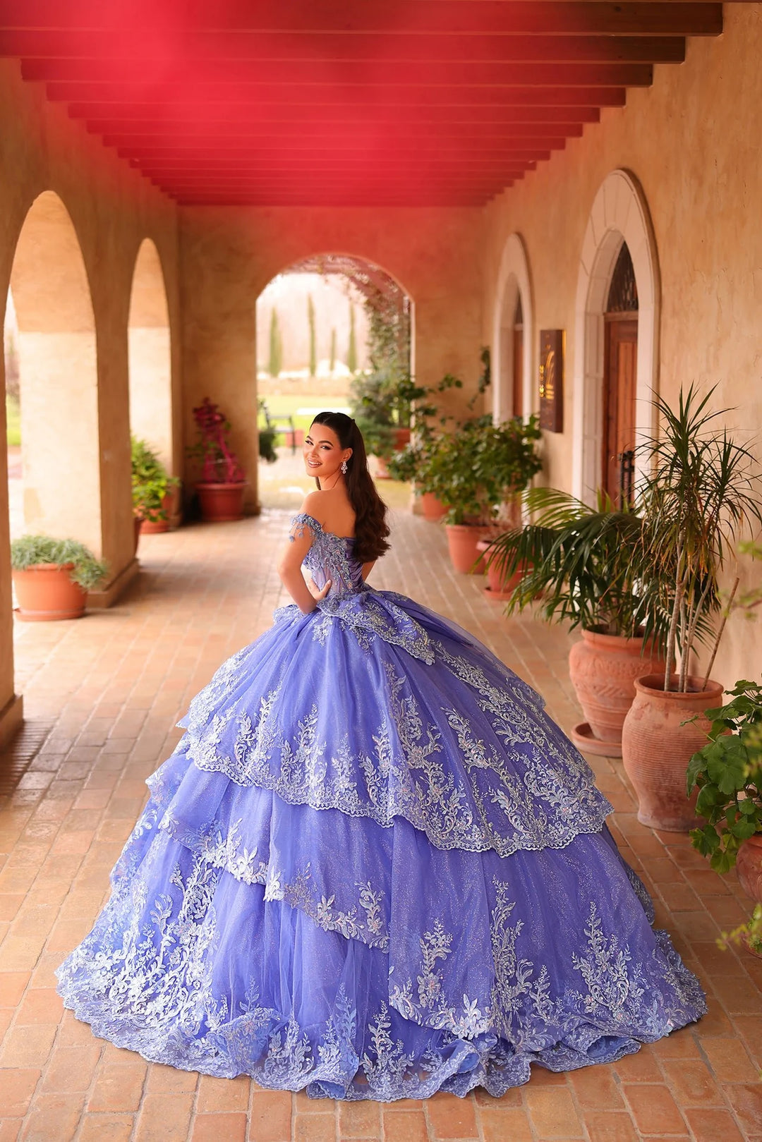 Off Shoulder Layered Ball Gown by Amarra 54105