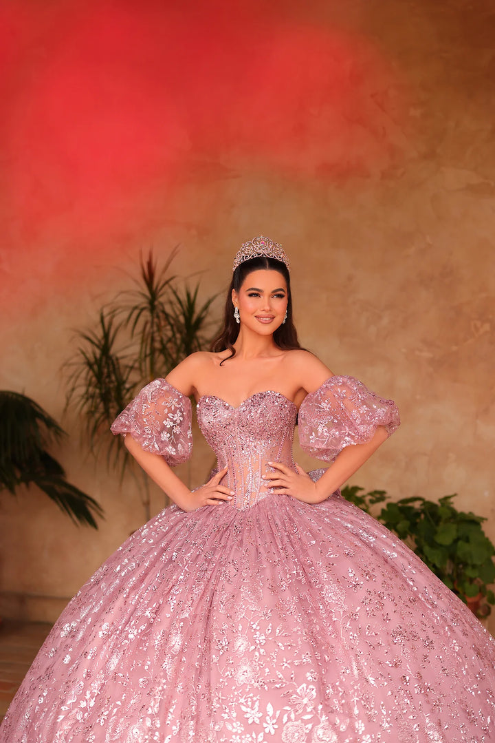 Strapless Puff Sleeve Ball Gown by Amarra 54109