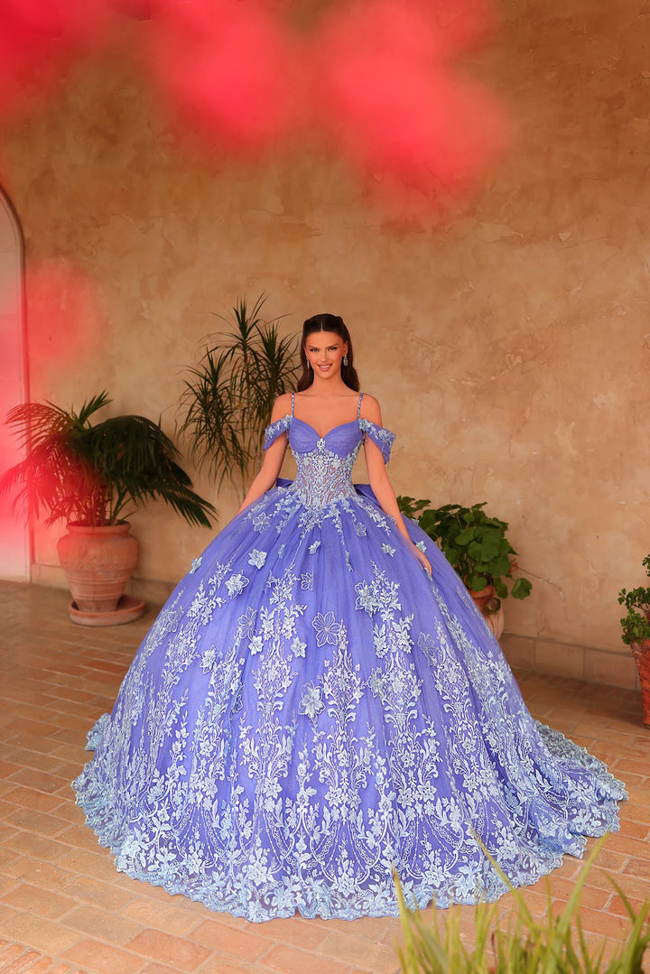 Applique Cold Shoulder Ball Gown by Amarra 54111