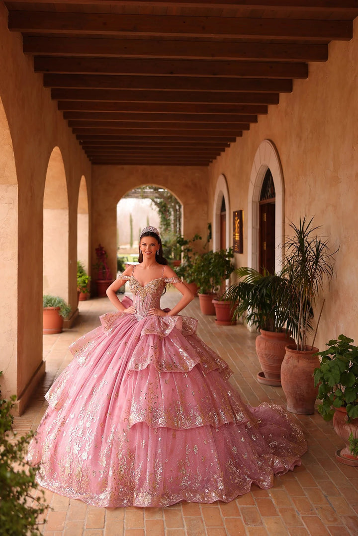 Cold Shoulder Tiered Ball Gown by Amarra 54113