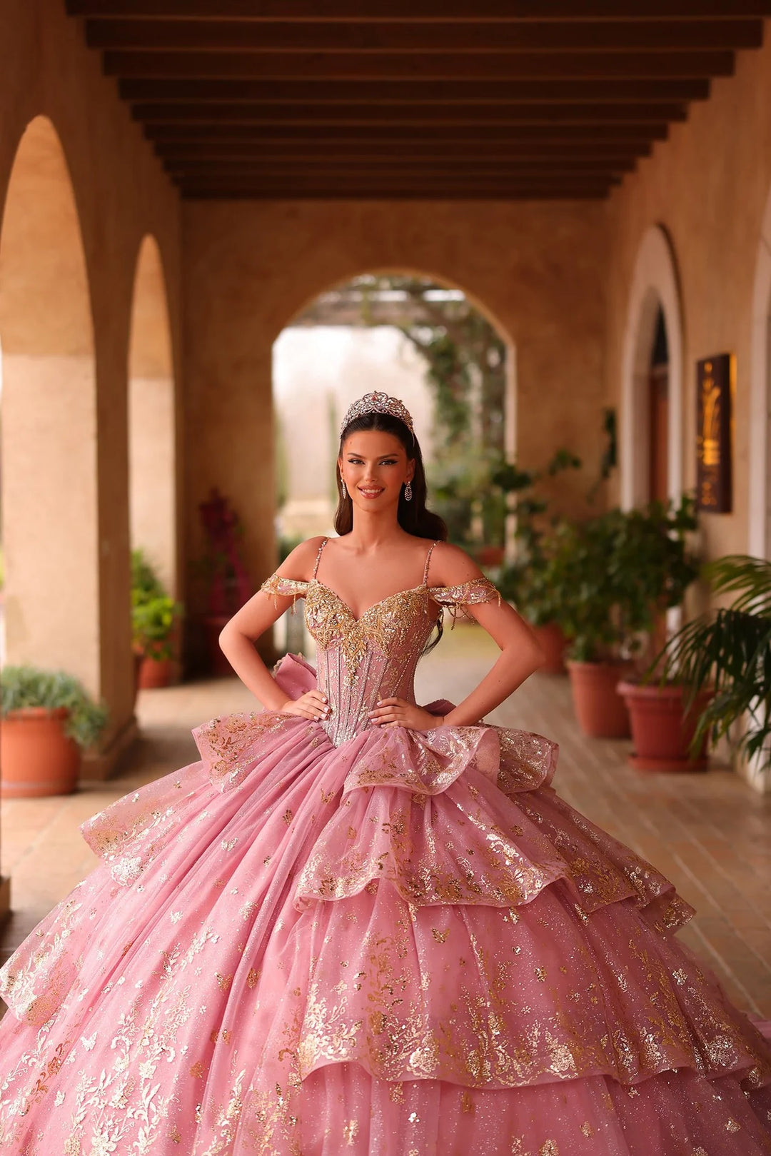 Cold Shoulder Tiered Ball Gown by Amarra 54113