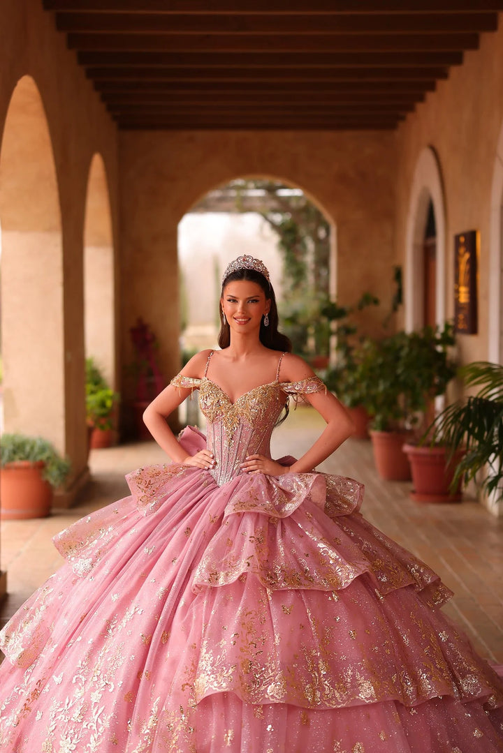 Cold Shoulder Tiered Ball Gown by Amarra 54113
