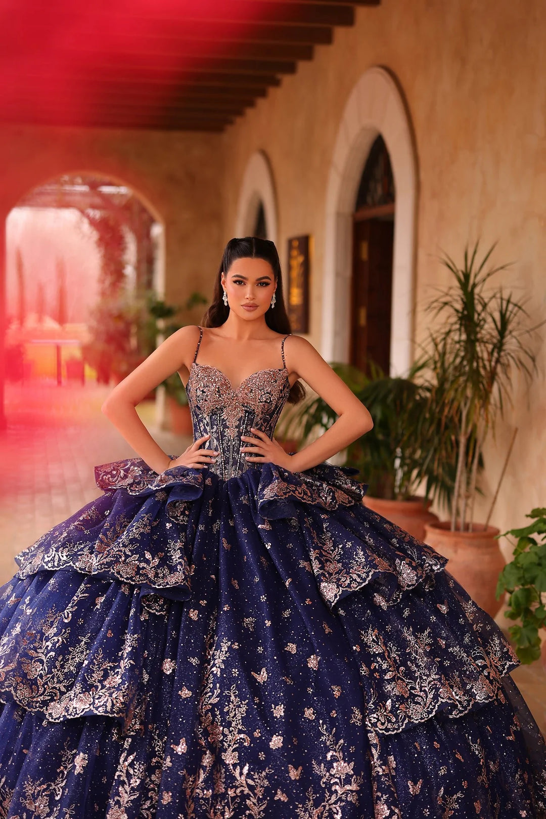 Cold Shoulder Tiered Ball Gown by Amarra 54113
