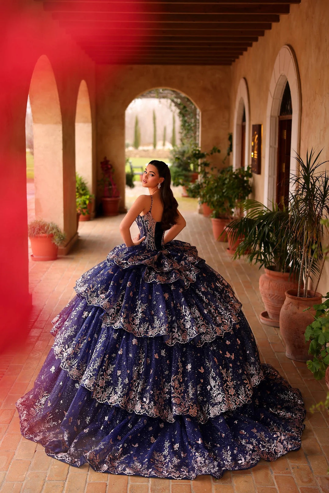 Cold Shoulder Tiered Ball Gown by Amarra 54113