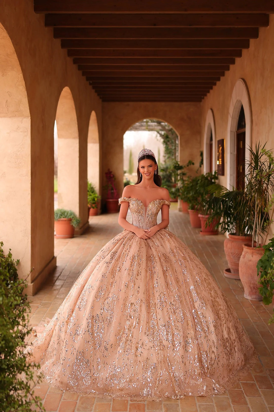Glitter Off Shoulder Ball Gown by Amarra 54117